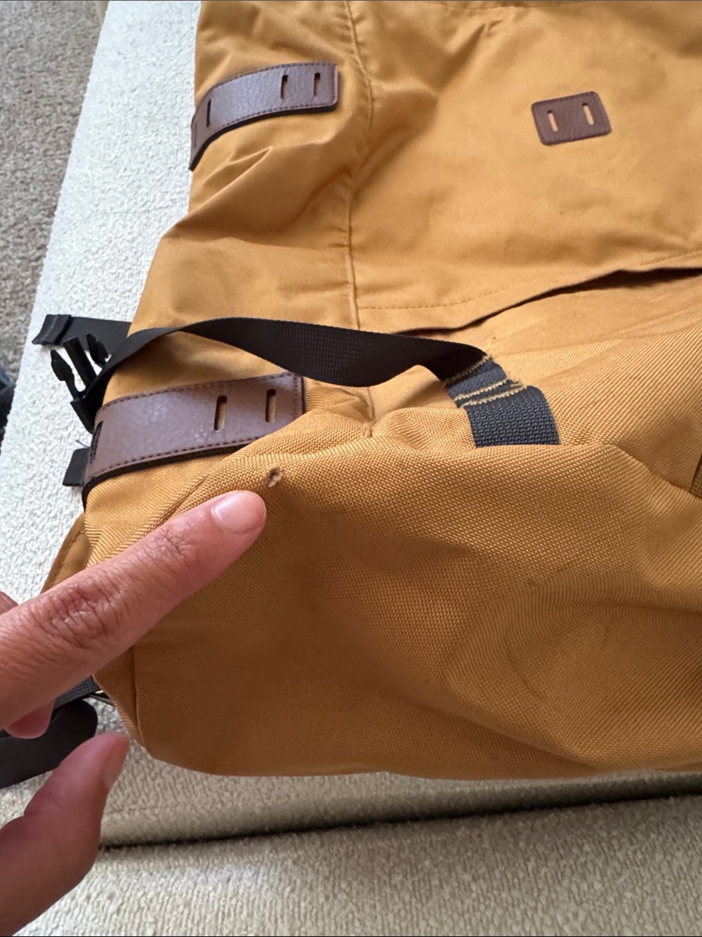 Patagonia Mustard Brown and Navy Roll-Top Pack - Picture 7 of 8